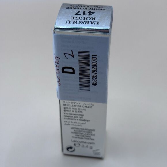 LANCOME L'ABSOLU ROUGE 417 BERRY INTENSE Drama Matte lipcolor full size New - Picture 3 of 8